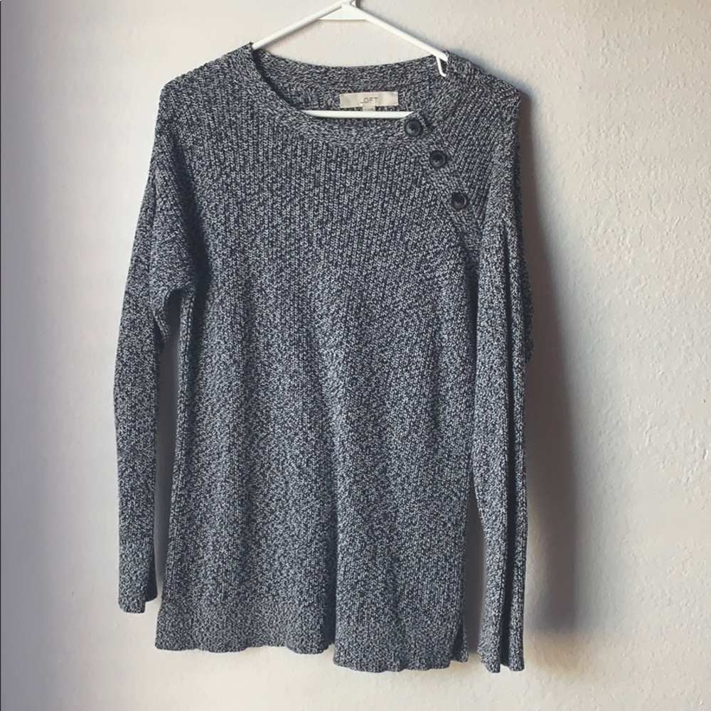 LOFT Speckled Black and White Sweater Size Small